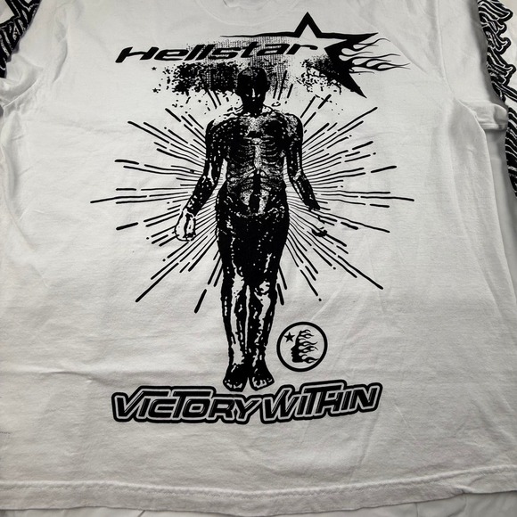 Hellstar Victory Within Long Sleeve Shirt White XXL Overseas Fall 2023 Exclusive - Picture 2 of 11